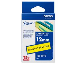 Nastro nero giallo 12 mm x 4mt TZE631S - 2561