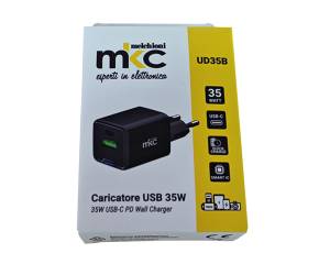 Caricatore USB 35 W 1 USB C 1 USB A nero Melchioni - 3457