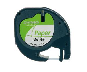 Nastro Letratag 912000 - in carta - 12 mm x 4 mt - bianco - Dymo - S0721510 - 5411313912006 - DMwebShop - 1