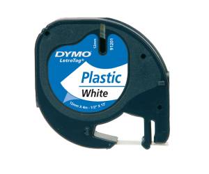 Nastro Letratag 912010 in plastica 12 mm x 4 mt bianco Dymo S0721660 - 1479 - 1
