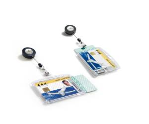 Portabadge Duo in acrilico con chiocciola 2 tessere inseribili 5,4 x 9 cm Durable 8224-19 - 113 - 2