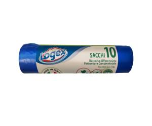 Sacchi per immondizia - 70x110 cm - 120 lt - 16 micron - blu - rotolo da 10 sacchetti - Logex Professional - 2006LXB01 - 8003350531400 - DMwebShop - 1