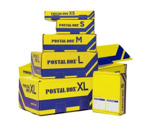 Scatola spedizioni Postal Box - mt - 36 x 24 x 12 cm - giallo-blu - Blasetti - 0422 - 8007758014220 - DMwebShop - 1