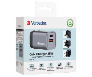 Adattatore da viaggio GNC-35- 1x USB-C PD 35W - 1x USB-A QC 30-35 W - Verbatim - 32200 - 23942322009 - DMwebShop - 1
