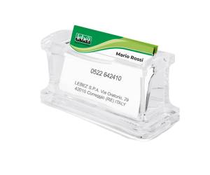 Portabiglietti da visita acrilico - da tavolo - 11,5 x 5,5 x 4,5 cm - trasparente - Lebez - 1680 - 8007509016800 - DMwebShop - 1