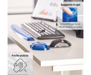 Poggiapolsi in gel - blu trasparente - Fellowes - 91177-72 - 77511911774 - DMwebShop - 2