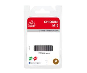 Chiodini M15 per fissatrici - con testa - 15 mm - acciaio - conf. 1700 pezzi - Romeo Maestri - 1130803 - 8005231465019 - DMwebShop - 1