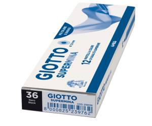 Pastello Supermina - mina 3,8 mm - nero 36 - conf. 12 pezzi - Giotto - 23903600 - 8000825239366 - DMwebShop - 1
