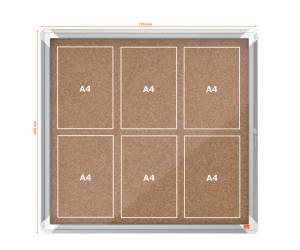 Bacheca per interni fondo in sughero 6 fogli A4 orizzontale - 2300 - 2