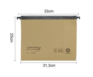 Cartella sospesa Cartesio Eco-logica - cassetto - 33 cm - fondo V - 31,2 x 25 cm - avana - conf. 25 pezzi - Bertesi - 100/330-A1 - 8058983260647 - DMwebShop - 1
