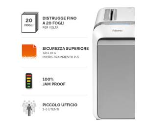 Distruggidocumenti LX-221 - a microframmenti - bianco - Fellowes - 5050501 - 50043859751568 - DMwebShop - 1