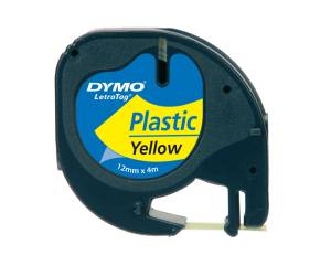 Nastro Letratag 912020 - in plastica - 12 mm x 4mt - giallo - Dymo - S0721620 - 71701913326 - DMwebShop - 1
