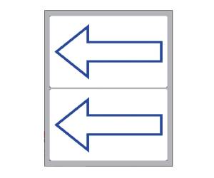 Etichette adesive simbolo freccia blu - alto - in carta - permanenti - 115 x 70 mm - 2 etic. per foglio - 10 fogli - bianco - Markin - 10059 - 8007047038487 - DMwebShop - 1