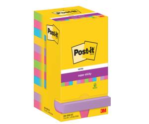 Blocco foglietti Super Sticky - 654-12SSUCC - 76 x 76 mm - colori Ultra - 90 fogli - conf. 12 pezzi - Post-it - 7100290156 - 4064035065683 - DMwebShop - 1