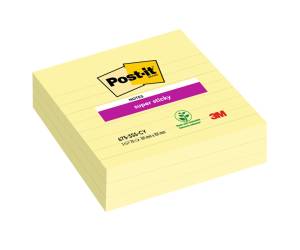 Blocco foglietti Super Sticky - giallo Canary - 101 x 101 mm - a righe - 70 fogli - conf. 3 pezzi - Post-it - 7100234641 - 51141998817 - DMwebShop - 1