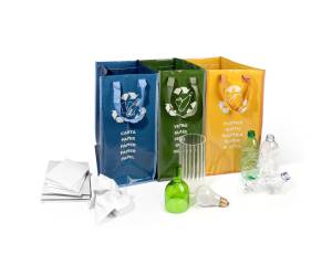 Set Ricicla Bag - 3 contenitori - misure assortite - verde-ocra-blu - Perfetto - 0468D - 8000957046849 - DMwebShop - 1