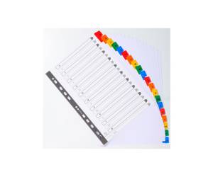 Separatore alfabetico A-Z - cartoncino bianco 160 gr - tasti colorati - A4 - Exacompta - 1111E - 3130630011118 - DMwebShop - 3