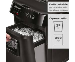 Distruggidocumenti AutoMax 200C - a frammenti - 32 lt - Fellowes - 4653602-99 - 10043859676122 - DMwebShop - 3