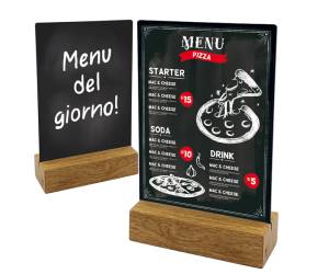 Lavagna da tavolo scrivibile con base in legno massello A5,15 x 21 x 5 cm - 12001 - 1