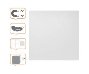 Lavagna magnetica modulare senza cornice 45 x 45 cm acciaio bianco - 12029 - 1