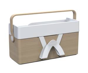 Organizer portatile da scrivania Ergobox S - 42,5 x 23 x 15 cm - legno-PET-ABS - legno-bianco-grigio - Alba - DKBOX - 3129710017713 - DMwebShop - 2