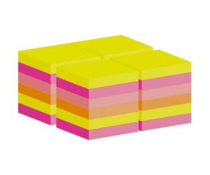 Blocco foglietti 654 COL VP24,76 x 76 mm colori assortiti 90 fogli confezione 24 blocchi - 11680 - 1