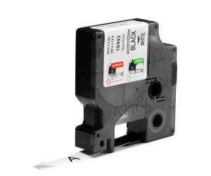 Nastro Rhino 9 mm x 5,5 mt vinile permanente nero bianco - 10889 - 1