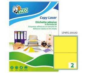 Etichette adesive LP4F in carta angoli arrotondati permanenti 200 x 142 mm 70 fogli giallo fluo - 17036