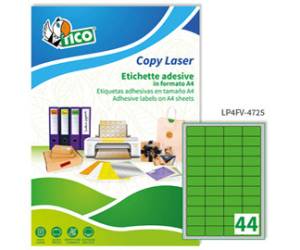 Etichette adesive LP4F in carta angoli arrotondati permanenti 47,5 x 25,5 mm 70 fogli verde fluo - 11830