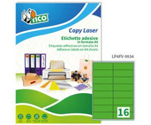 Etichette adesive LP4F in carta angoli arrotondati permanenti 99,1 x 34 mm 70 fogli verde fluo - 17065