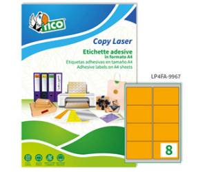 Etichette adesive LP4F in carta angoli arrotondati permanenti 99,1 x 67,7 mm arancio fluo 70 fogli - 17149