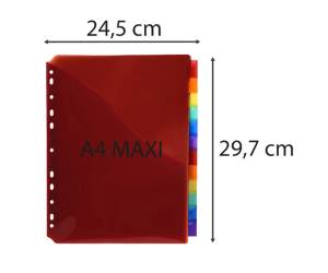 Divisori neutri a 12 tacche PP A4 maxi con portaetichetta colori assortiti - 13850 - 2