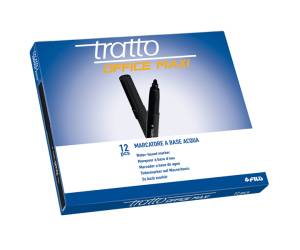 Pennarelli Office punta feltro - punta maxi - 0,8 - 2 mm - nero - conf. 12 pezzi - Tratto - 731603 - 8000825731730 - DMwebShop - 1