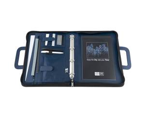 Portablocco similpelle con anelli blu 28,5 x 36 cm - 14705 - 1