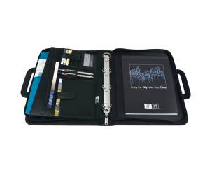 Portablocco similpelle con anelli nero 28,5 x 36 cm - 14694 - 1