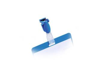 Portanome a tasca aperta clip in plastica 6 x 9 cm blu - 13658 - 2