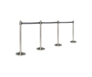 Colonnina segnapercorso cromata altezza 100 cm nastro retrattile grigio da 210 cm - 13684 - 1