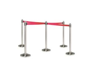Colonnina segnapercorso cromata altezza 100 cm Nastro retrattile rosso da 210 cm - 13683 - 1
