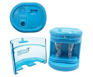 Temperamatite elettrico con contenitore - 2 fori - colori assortiti - Lebez - 4306 - 8007509043066 - DMwebShop - 1