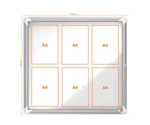 Bacheca per interni fondo magnetico bianco 6 fogli A4 orizzontale - 16460 - 2