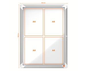 Bacheca per esterni fondo magnetico bianco 4 fogli A4 verticale - 16188 - 2