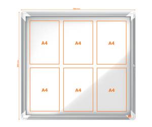 Bacheca per esterni fondo magnetico bianco 6 fogli A4 orizzontale - 16203 - 2