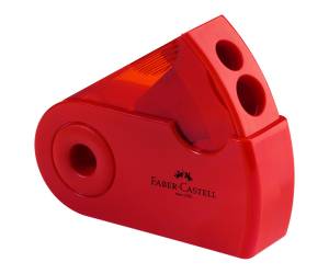 Temperamatite Sleeve con contenitore - 2 fori - con serbatoio - 70 x 34 x 20 mm - rosso e blu assortiti - Faber Castell - 182701 - 6933256608048 - DMwebShop - 2