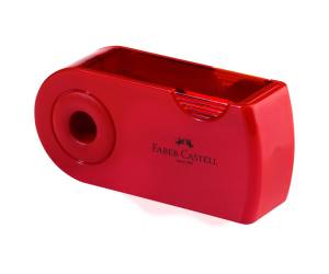 Temperamatite Sleeve con contenitore - 2 fori - con serbatoio - 70 x 34 x 20 mm - rosso e blu assortiti - Faber Castell - 182701 - 6933256608048 - DMwebShop - 3