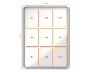 Bacheca per esterni fondo magnetico bianco 9 fogli A4 verticale - 16361 - 2