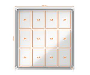 Bacheca per interni fondo in metallo 12 fogli A4 ante scorrevoli - 16532 - 2