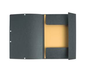 Cartellina con elastico cartoncino lustre 3 lembi 400 gr 24 x 32 cm grigio - 15628 - 1