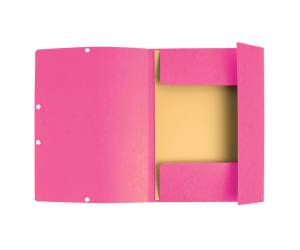 Cartellina con elastico cartoncino lustre 3 lembi 400 gr 24 x 32 cm rosa - 15627 - 1
