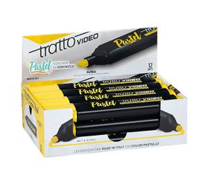 Evidenziatore Video pastel - punta a scalpello - da 1 - 5 mm - giallo limone - conf. 12 pezzi - Tratto - 833501 - 8000825025174 - DMwebShop - 1