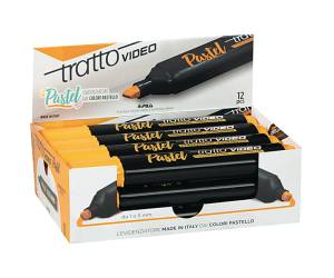 Evidenziatore Video pastel - punta a scalpello - da 1 - 5 mm - arancione mandarino - conf. 12 pezzi - Tratto - 833503 - 8000825025181 - DMwebShop - 1